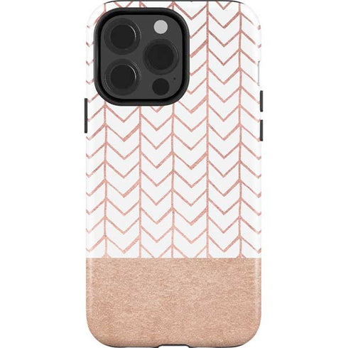 Rose Gold Herringbone iPhone 15 Pro Impact Case